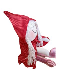 boneca de pano chapeuzinho vermelho com cabelo de barabante