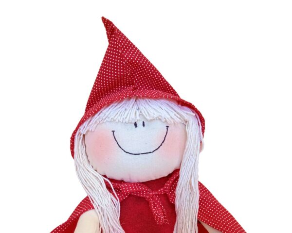 boneca de pano chapeuzinho vermelho com cabelo de barabante