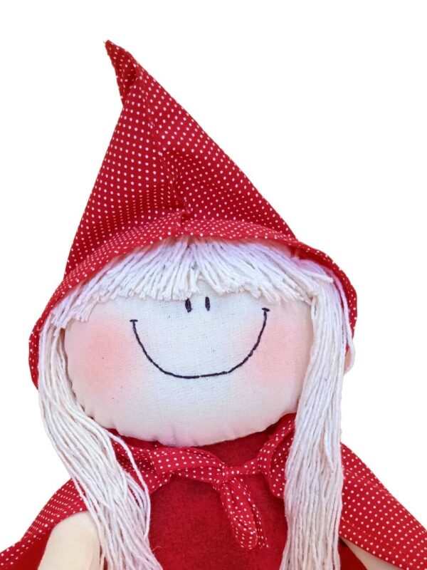 boneca de pano chapeuzinho vermelho com cabelo de barabante